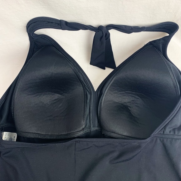 Lands’ End Classic Black Halter Tankini Swim Top size 18 - Picture 5 of 6